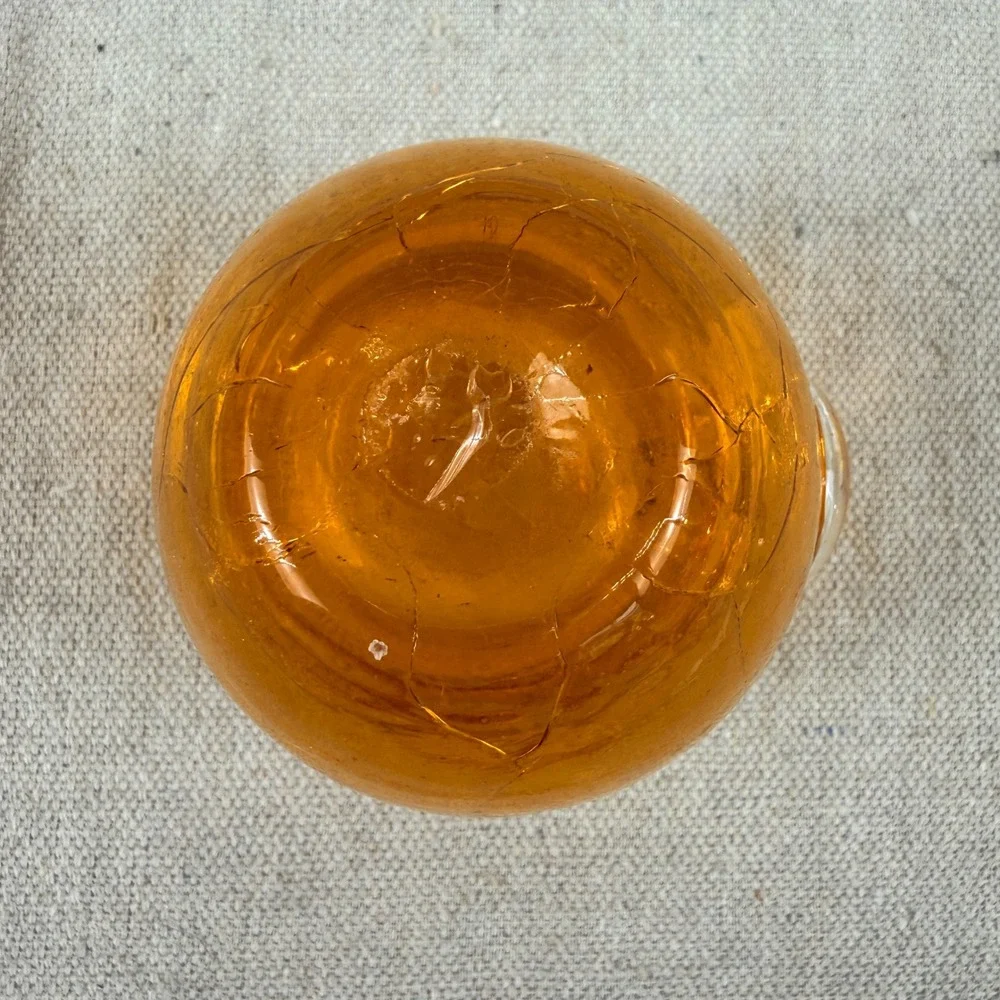Vintage Amber Crackle Glass Mini Pitcher 3 Inch Hand Blown‎ Decorative Vase